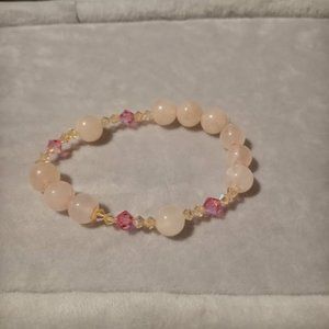 Rose quartz and swarovski bracelet
